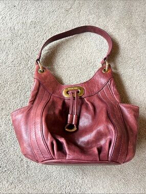 Michael Kors Leather Shoulder Bag with Gold Hardware